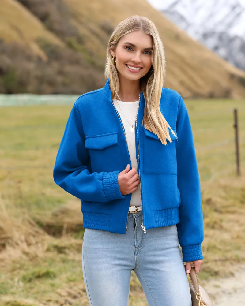 Zeagoo Womens Cropped Jacket Stand Collar Long Sleeve Zip Up Shackets